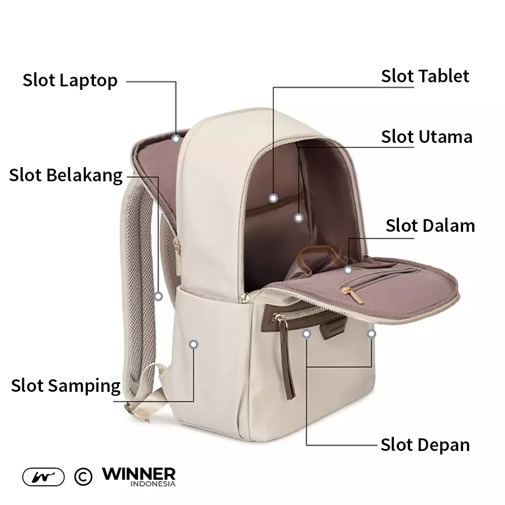 Tas Ransel Laptop 15,6 inch Oxford Anti-Air Backpack Korean Style (T14-026-6169) - Warna Khaki 15,6 inch