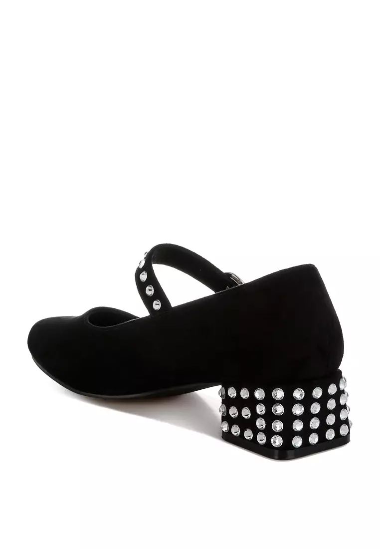 Studded Mary Jane Pumps In Black