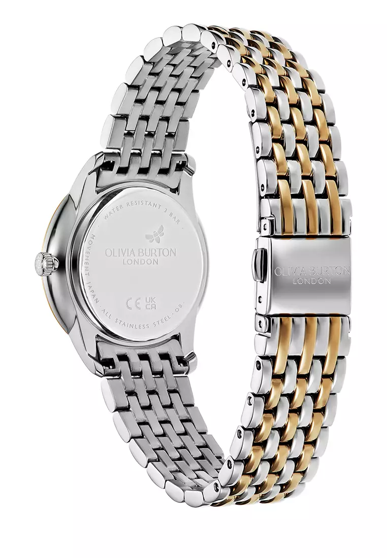 Olivia Burton 32mm Classic Swirl Chalk Blue & Two Tone Link Watch - 24000132