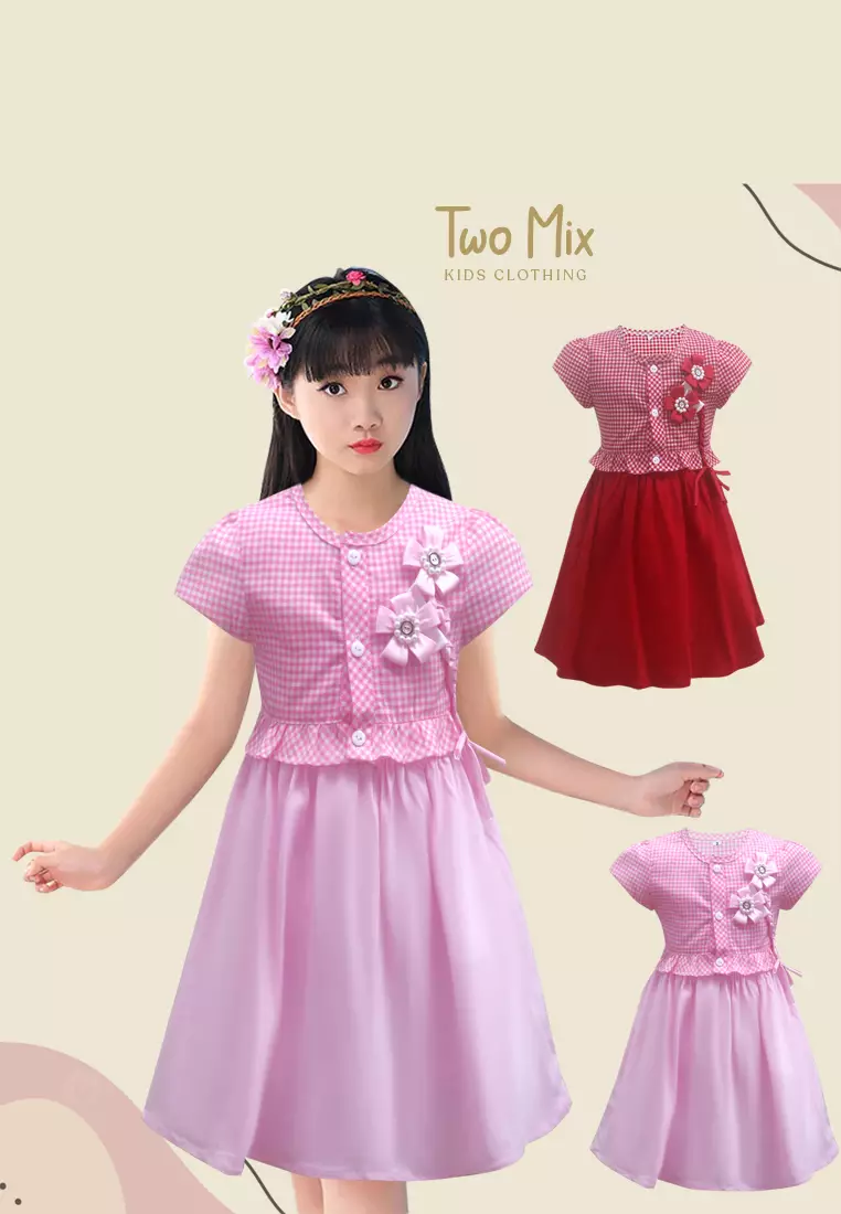 Two Mix Dress Anak Perempuan / Baju Anak Perempuan 4310