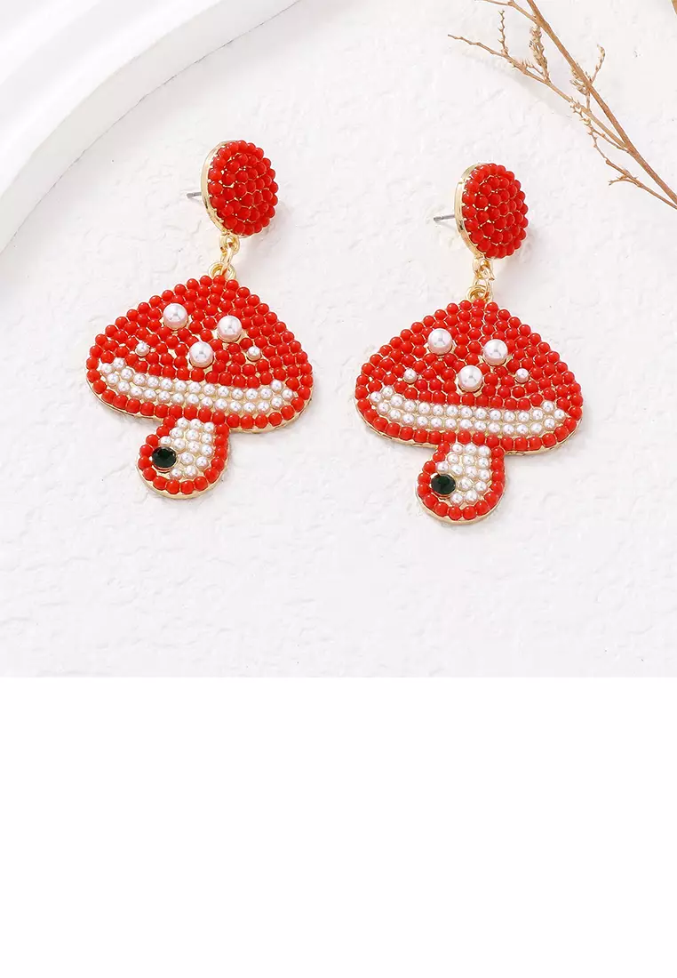 Buy Glamorousky Fashion and Cute Plated Gold Mushroom Red Ball