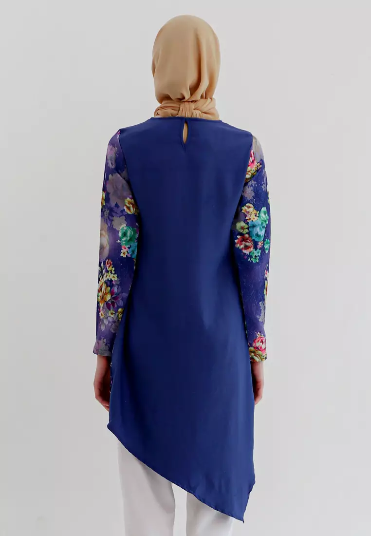 Clea Assymetrical Tunic In Navy