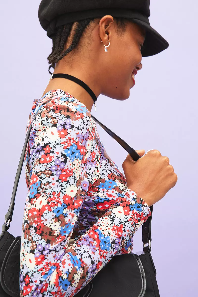 Gathered cut-out dress