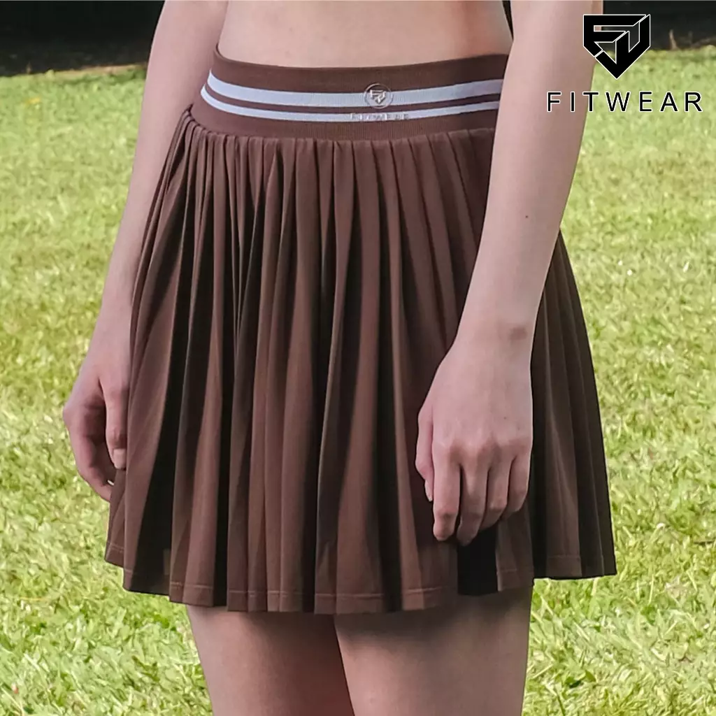 Fitwear Rok + Inner Padel Wanita Olahraga XAVIERA MEDIUM PLEATS - COFFEE