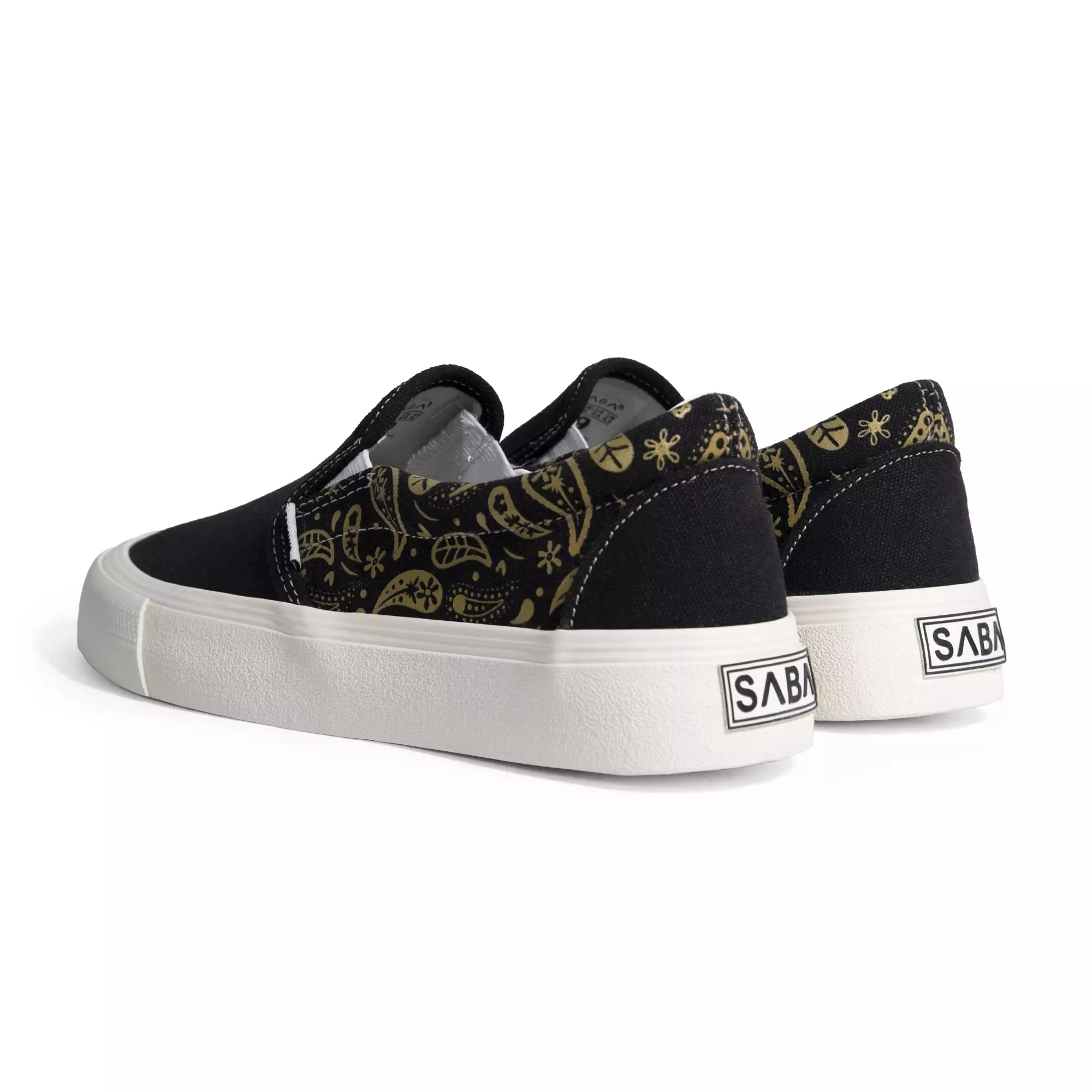 SABA Slip on Paisley Gold Black White - Sepatu Sneakers Casual Pria Wanita