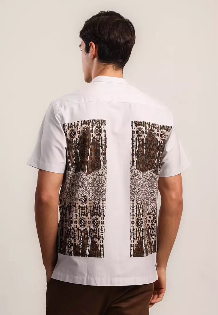 MOC Kemeja Shanghai Lengan Pendek Pria Oman - White