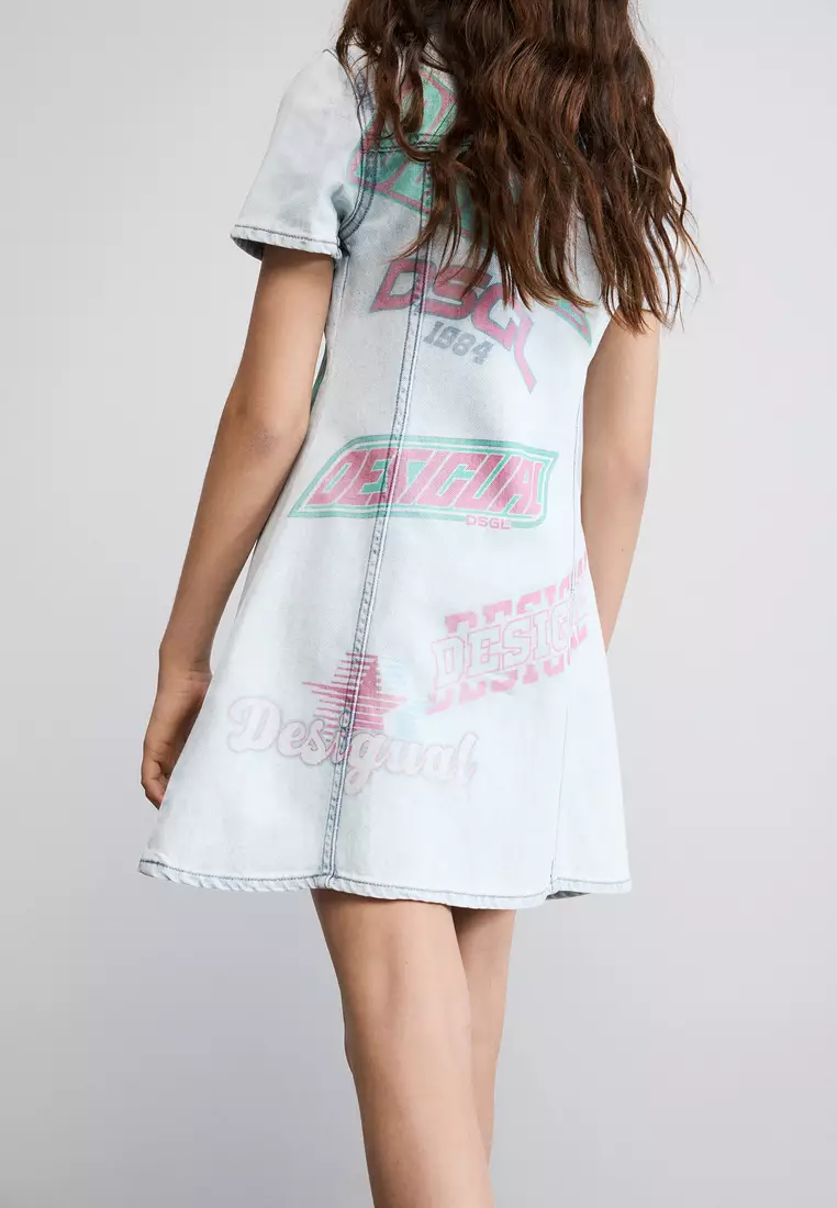 Logo-Print Denim Shirt Dress