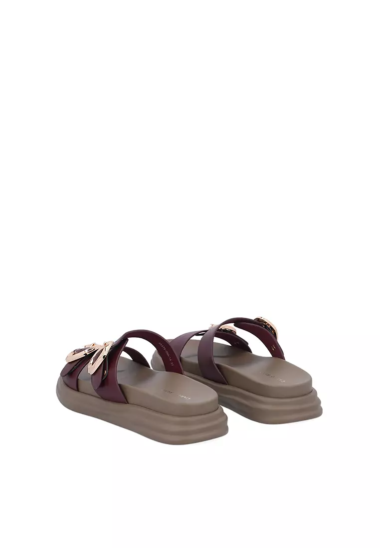 Maroon Harper Double Buckle Flats
