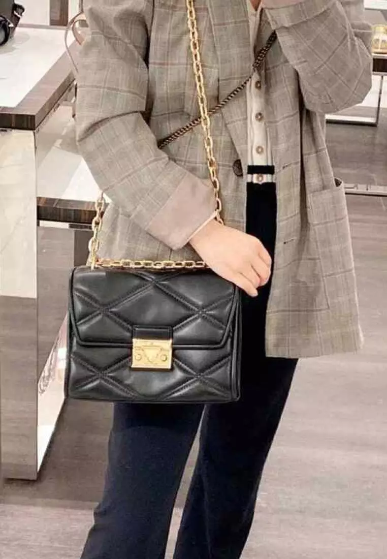 Michael Kors Serena Medium Flap Shoulder Bag Black