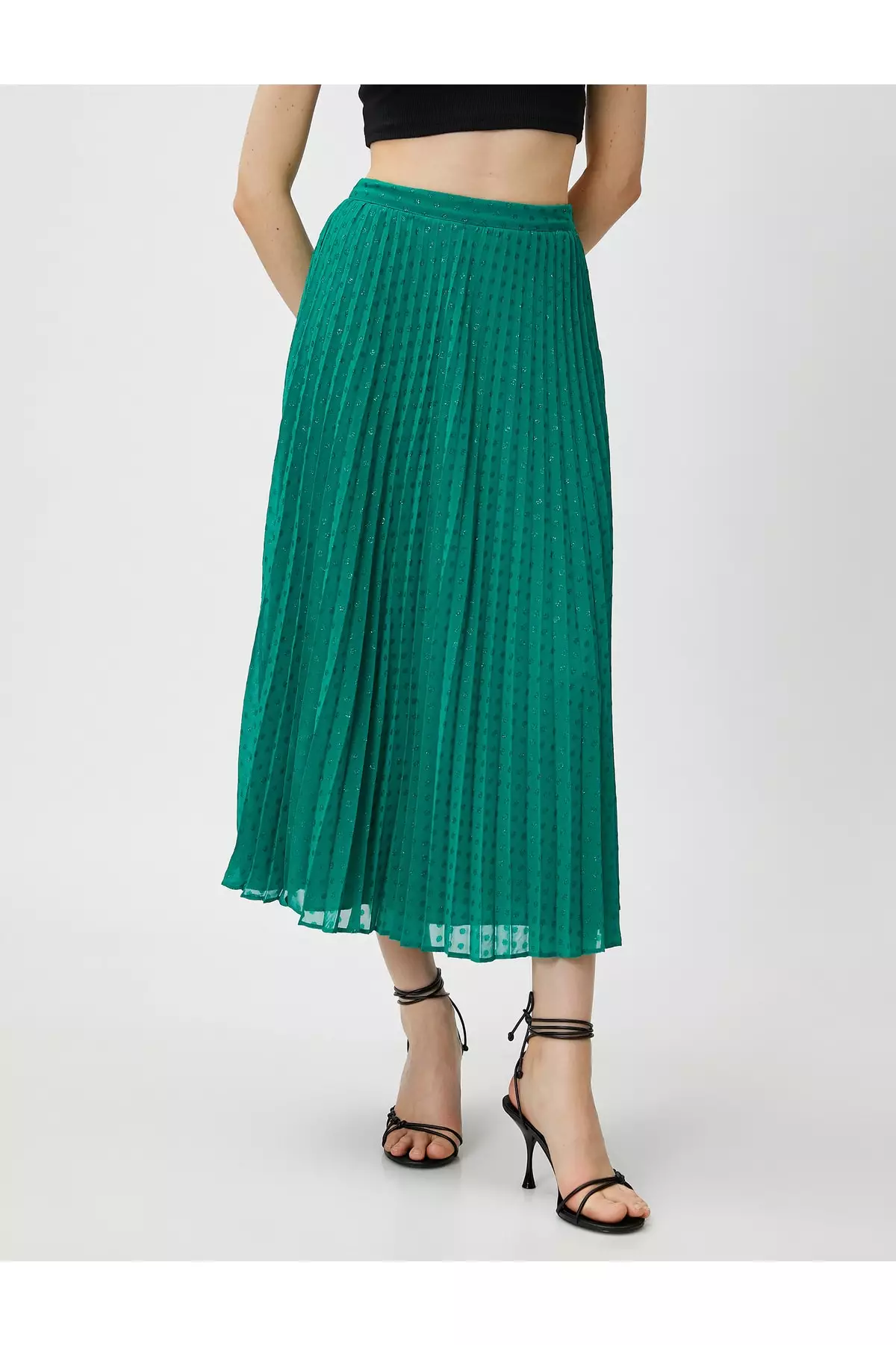 Green glitter pleated outlet skirt