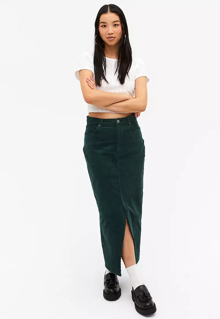 Monki green midi skirt shop