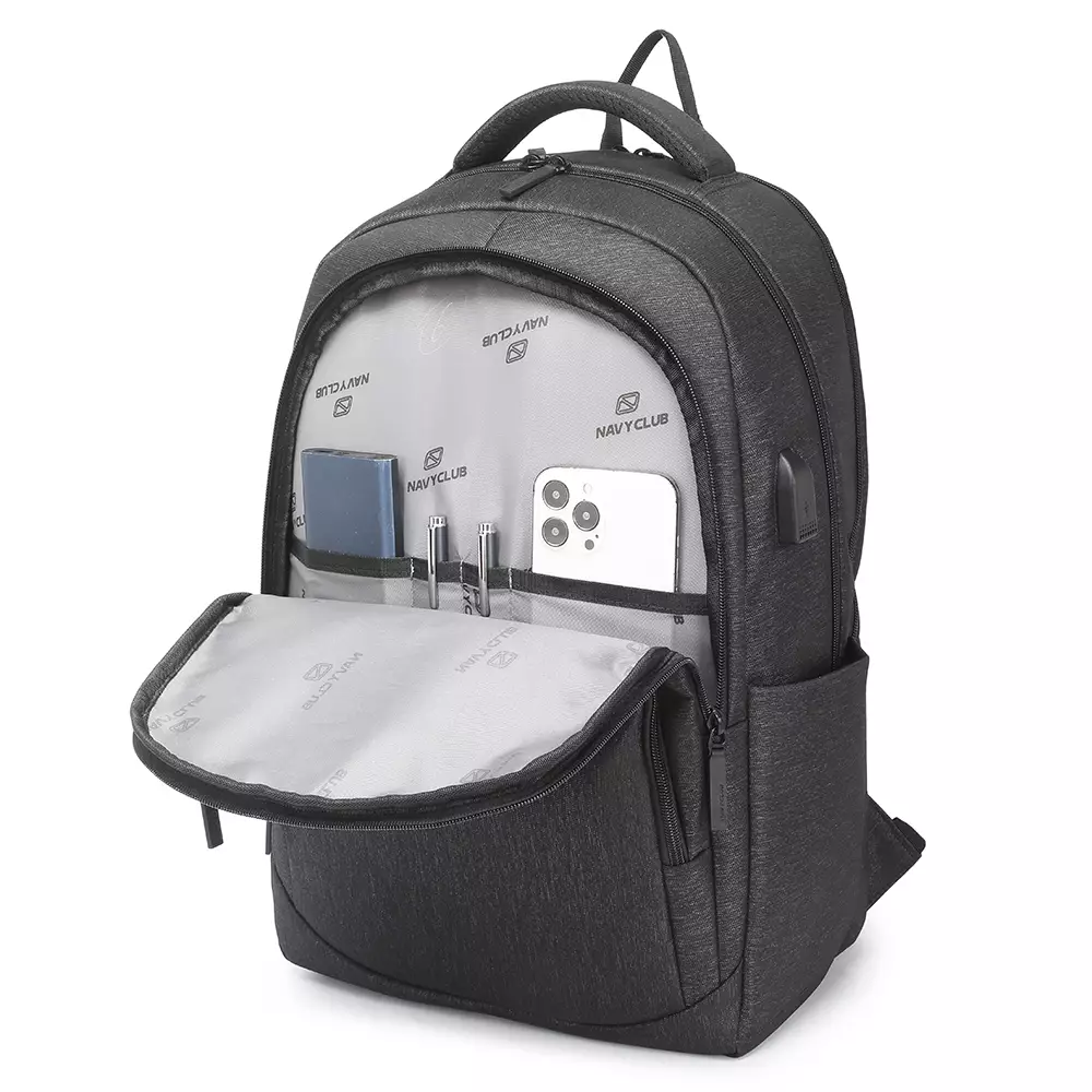 Navy Club Tas Ransel Laptop EJA - Backpack Daypack USB Port Tas Pria Wanita Free Bag Cover