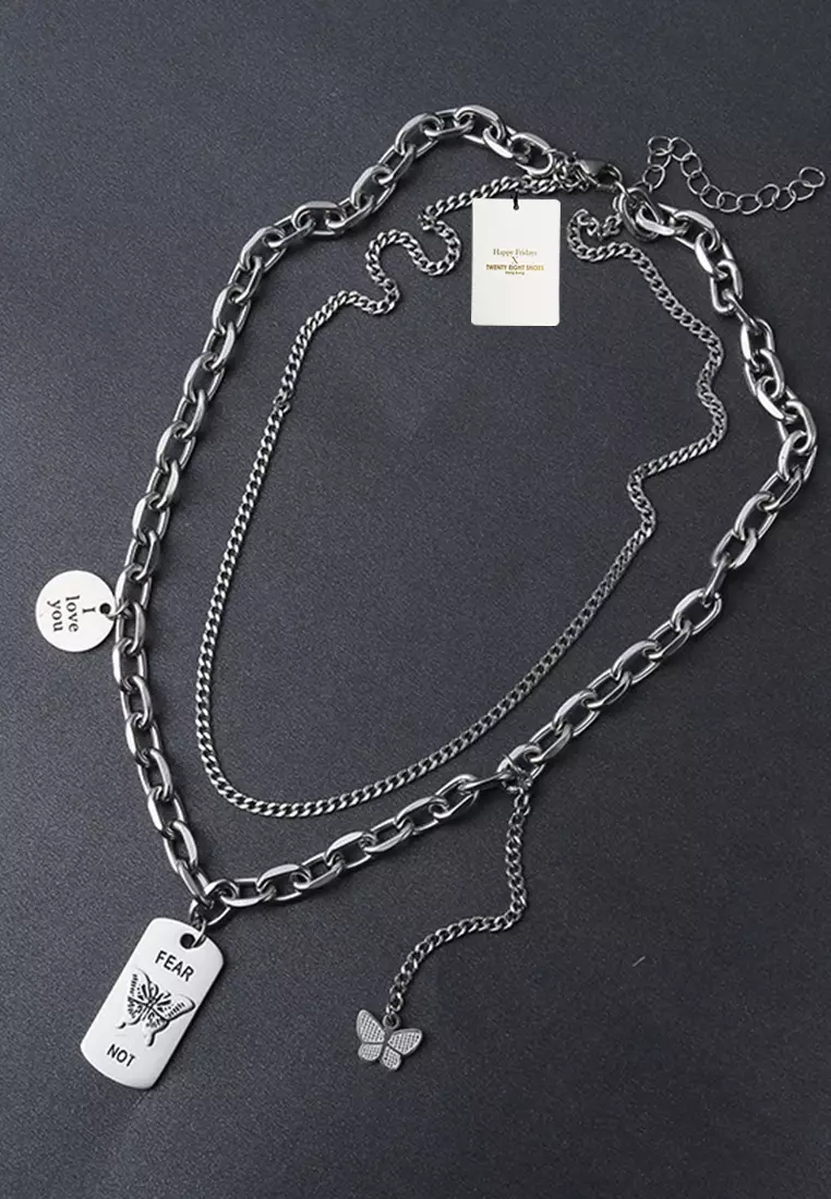 Stainless Steel Double Layer Pendant Chain, Streets of Seoul
