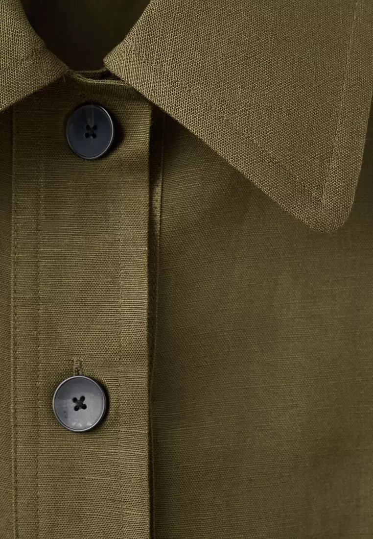 Buttons Linen-Blend Jacket
