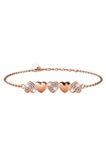 Krystal Couture gold KRYSTAL COUTURE Rose Gold Alternate Upside Down Heart-Shaped Bracelet Embellished with Swarovski® Crystals B9299AC14B40A2GS_1