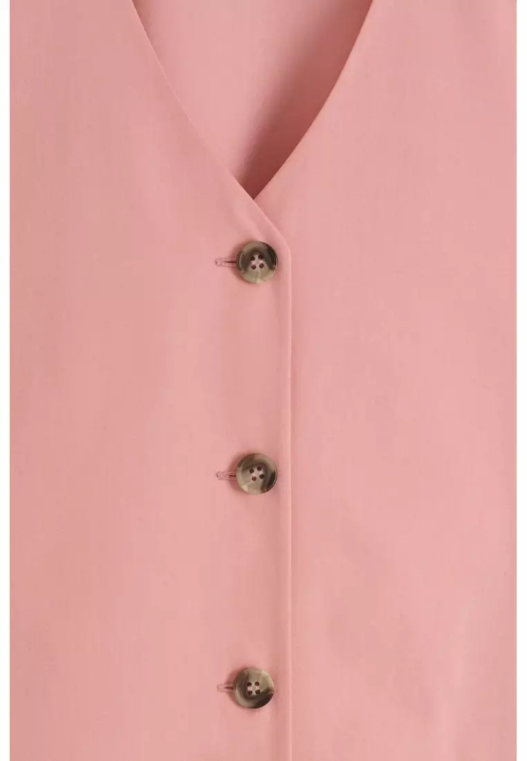 BUTTONED PIMA COTTON MINI DRESS