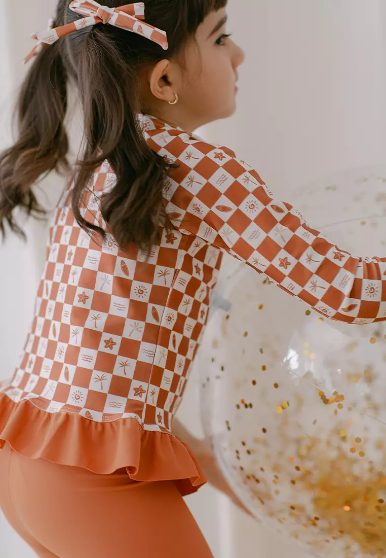 Soleil Girls Ruffles Two Pieces - Gingham Autumnal