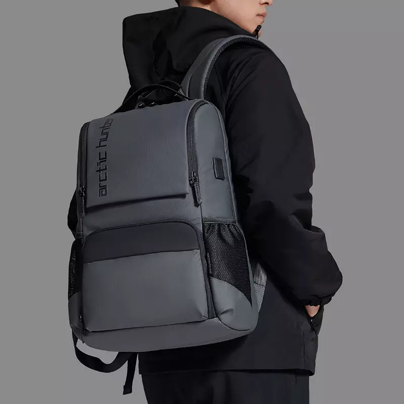 Arctic Hunter B00532 Tas Ransel Backpack Laptop Kerja pria 15.6 Inch USB - GREY