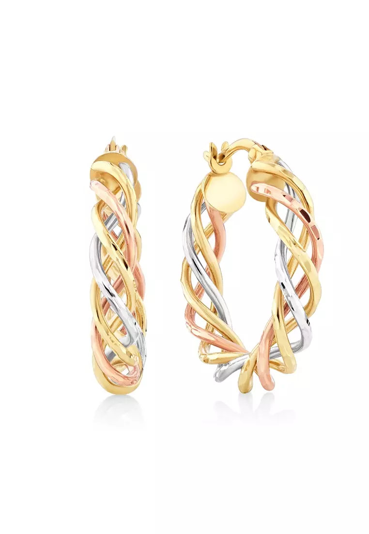 Twist Earrings in 10kt Yellow White Rose Gold