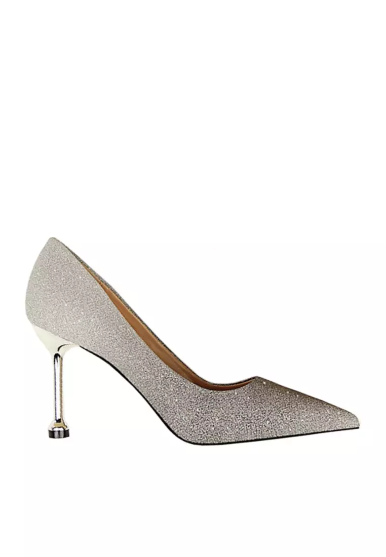 Glitter slip on pumps top