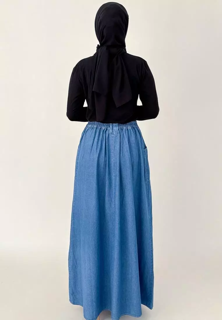 Amy Denim Skirt (Rok Denim Panjang A-Line) Panjang 103 cm
