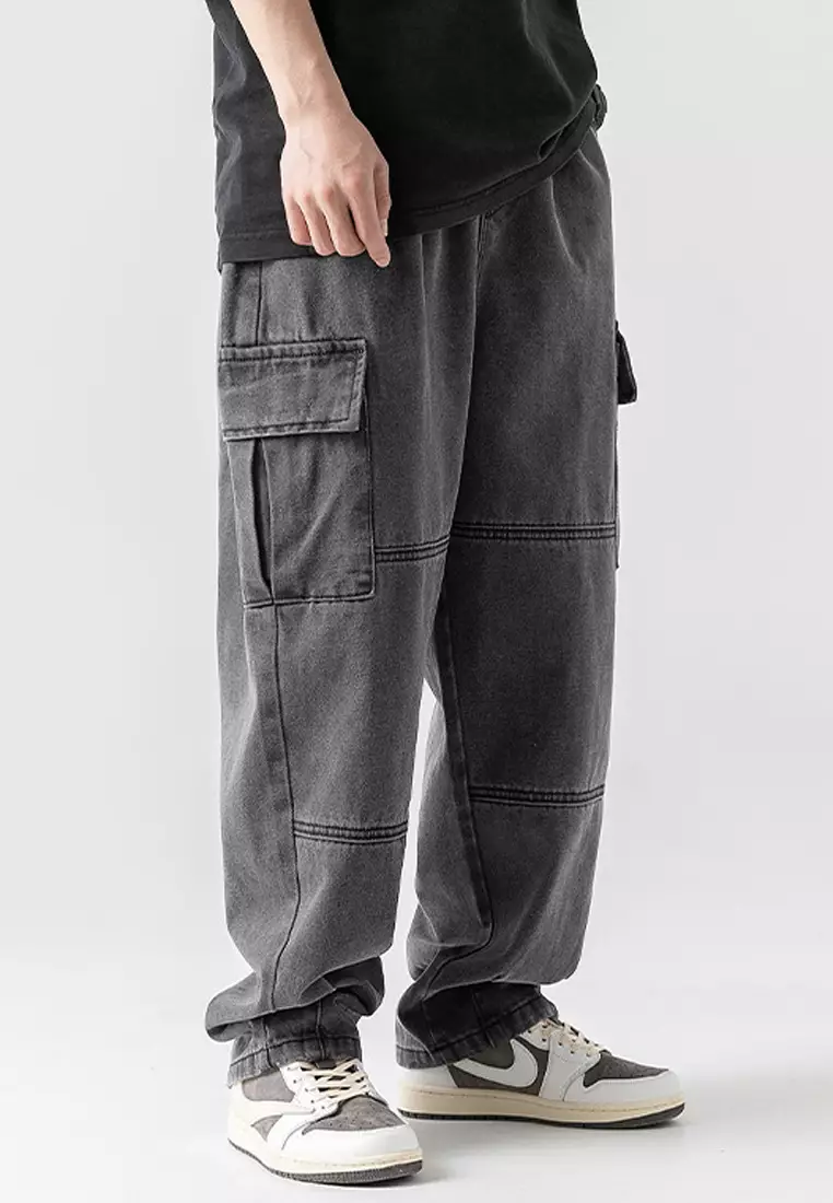 Versatile Black Baggy Cargo Pants - Tactical Waterproof & Stylish