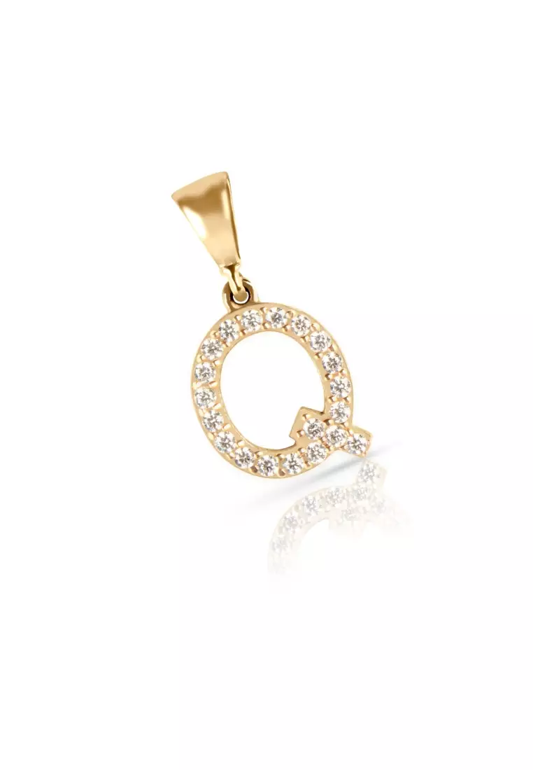 Initial Q Mini Letter Pendant 14k Gold