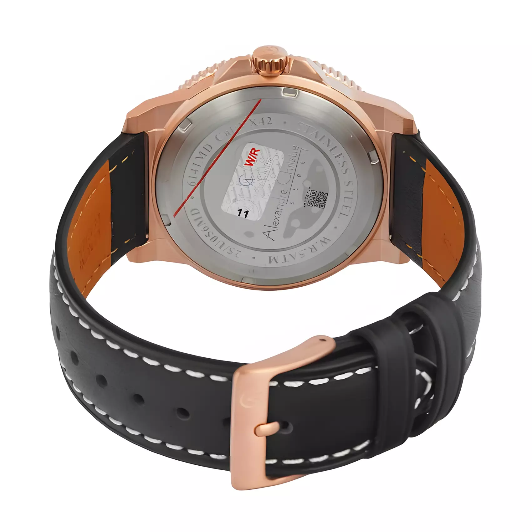 Alexandre Christie Sport Series - Jam Tangan Analog Pria - Rosegold Case - Black Leather Strap - 6141 MDLBRBA