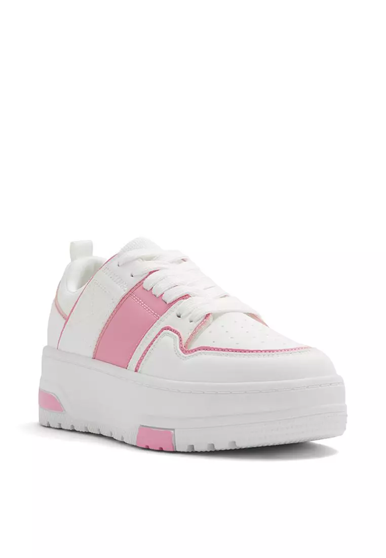 White and pink 2025 platform sneakers