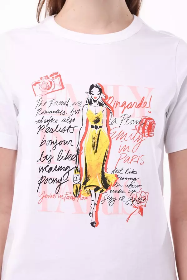 Minimal x Emily in Paris - Margot Graphic Tee - White