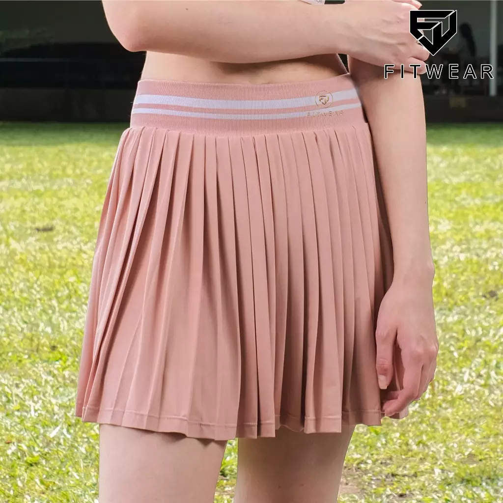 Fitwear Rok + Inner Padel Wanita Olahraga XAVIERA MEDIUM PLEATS - ROSE GOLD