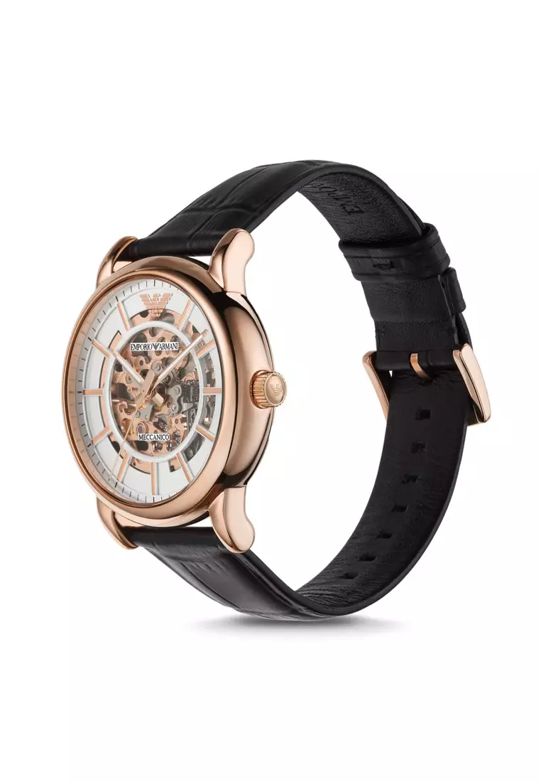 Emporio Armani Men's Automatic Black Leather Watch AR60007