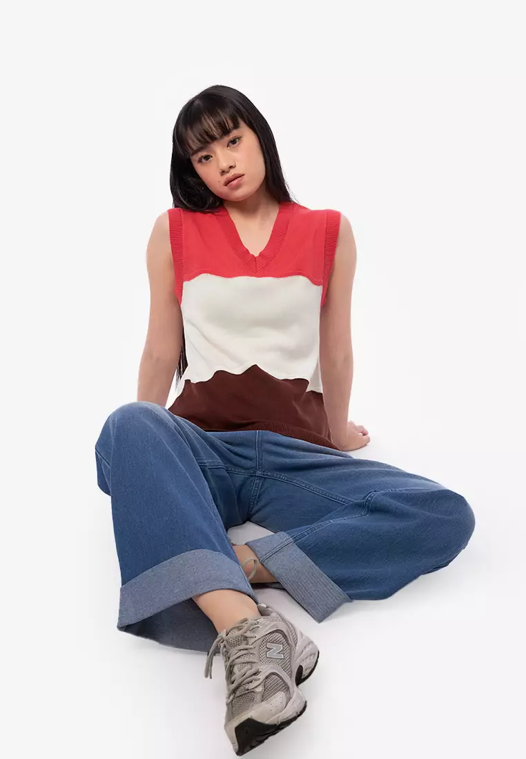 Collaged Color Knit Vest