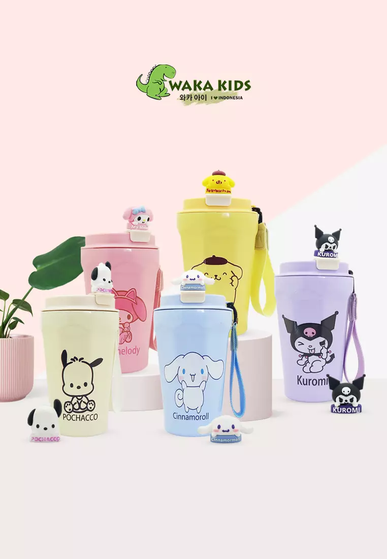 Wakakids Termos Coffee & Tea Stainless Steel Botol Mug Tumbler Cup Karakter Sanrio Pochacco Cream 400ml K2364 Venjr