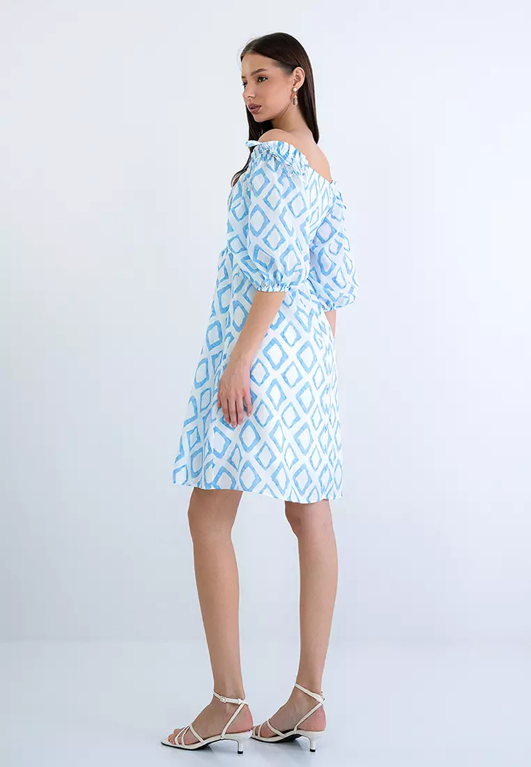 Printed Puff Sleeve Mini Dress