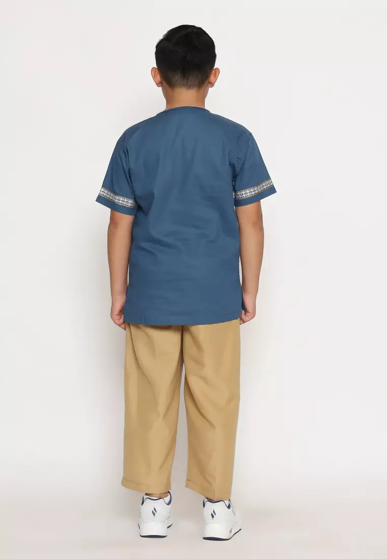 Baju Koko Set Anak Laki Bordir Lentera Navy - GENUINE