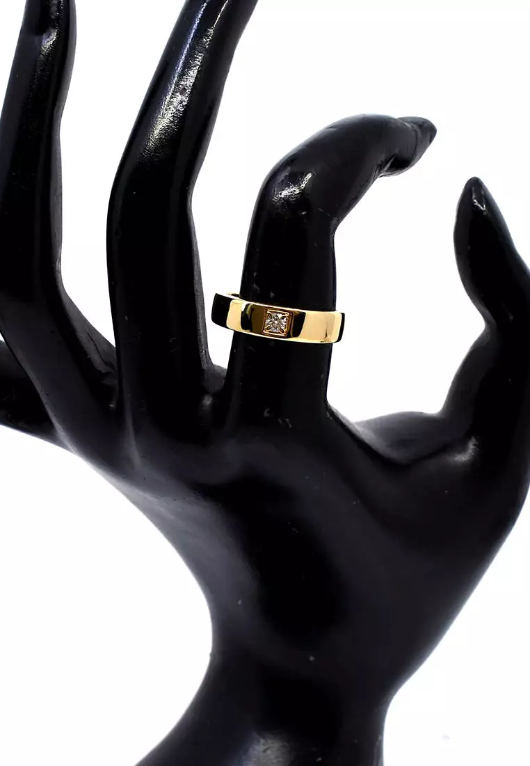 18K Japan Made Yellow Gold Lady Ring with Diamonds