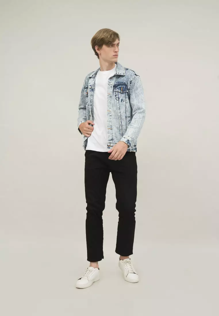 Houseofcuff Jaket Jeans Pria Polos Tebal Dilan Jaket Denim Biru Pudar