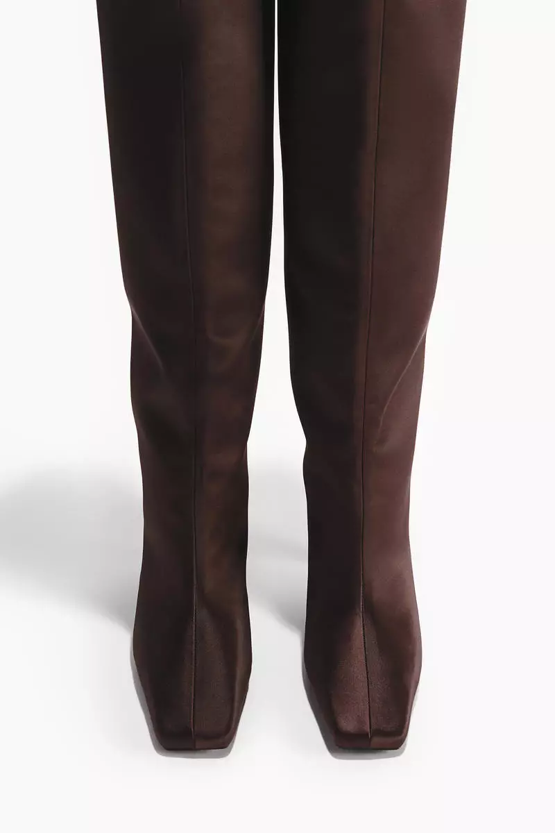 Satin knee-high boots