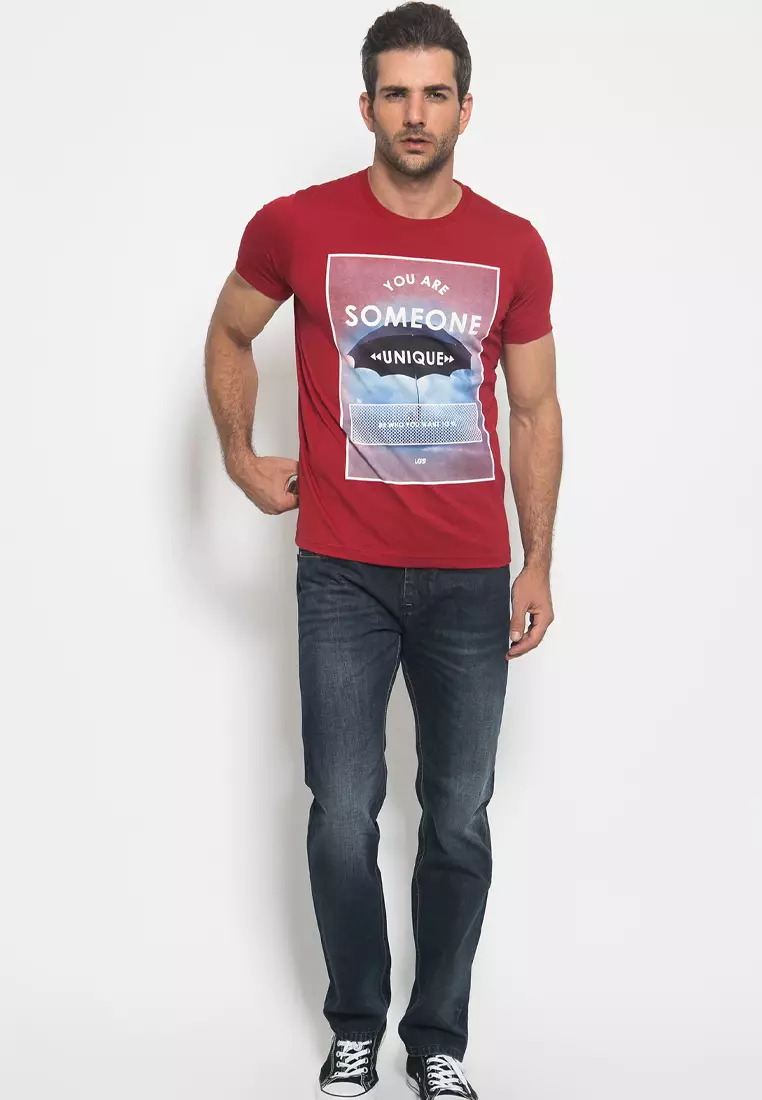 LGS - Slim Fit - Kaos Youth - Gambar Sablon - Merah