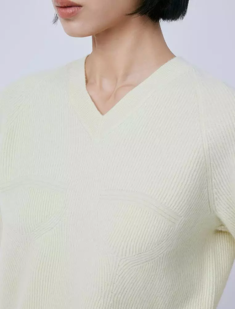 V-Neck Long Sleeve Pullover Cashmere Sweater