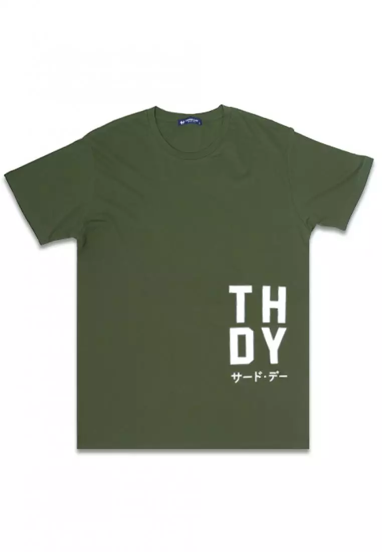 MTE41F Kaos Pria simple jepang big thdy waist ga T-shirt Olive