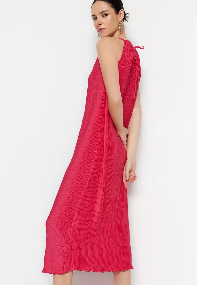 Trendyol Mujer Vestido Tejido Ajustado Básico Midi De Fiesta