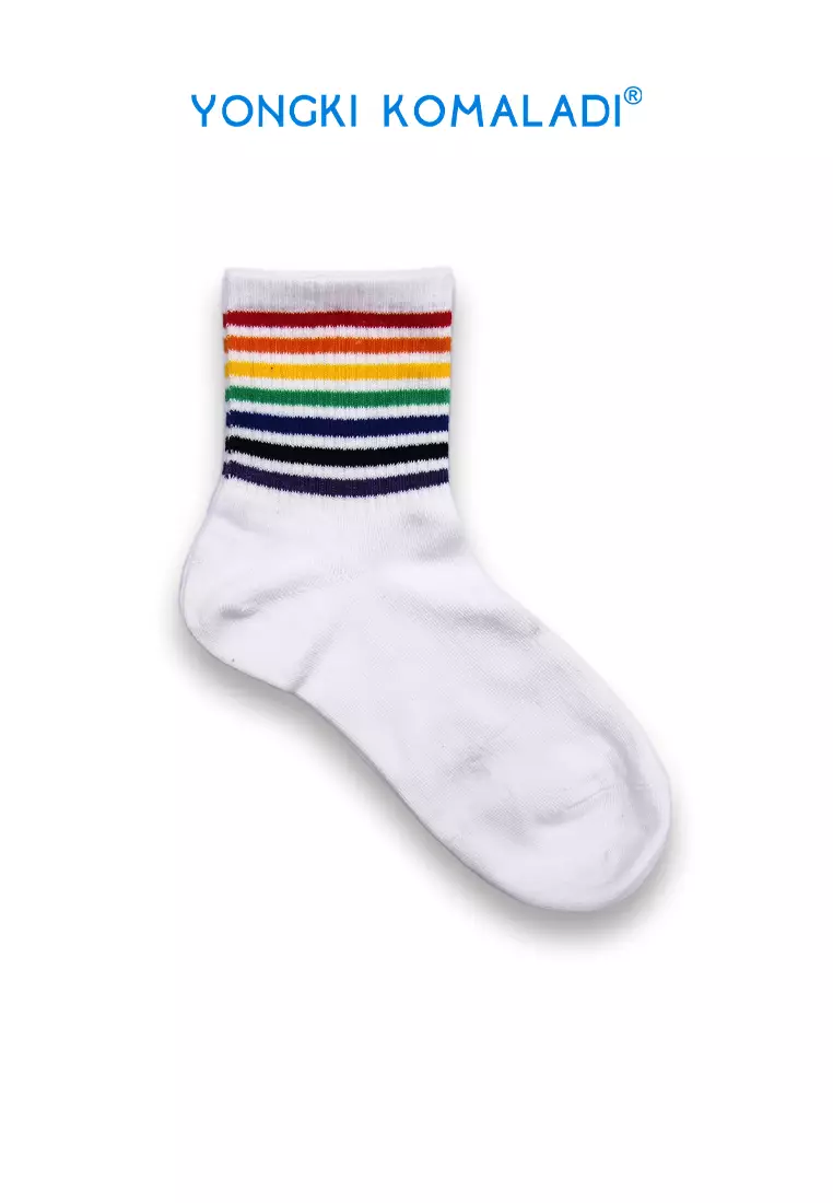 YONGKI KOMALADI KAOS KAKI MOTIF STRIPE OLDSCHOOL SOCK02 PUTIH