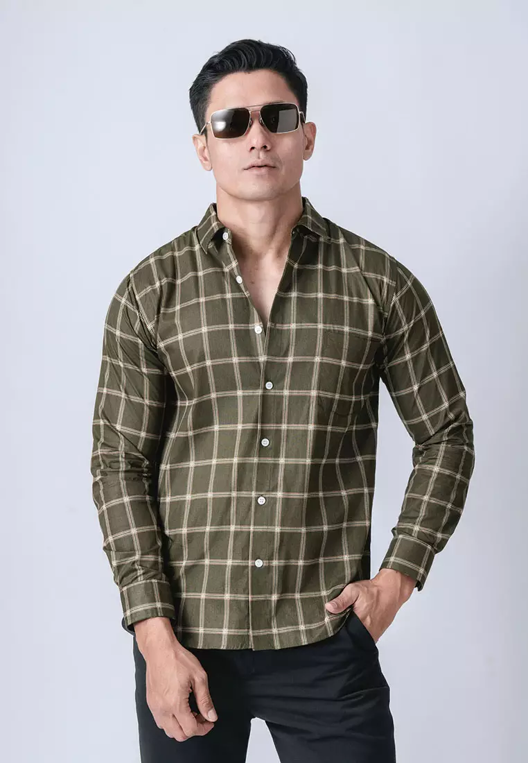 Roma Plaid Shirt Dark Green LS