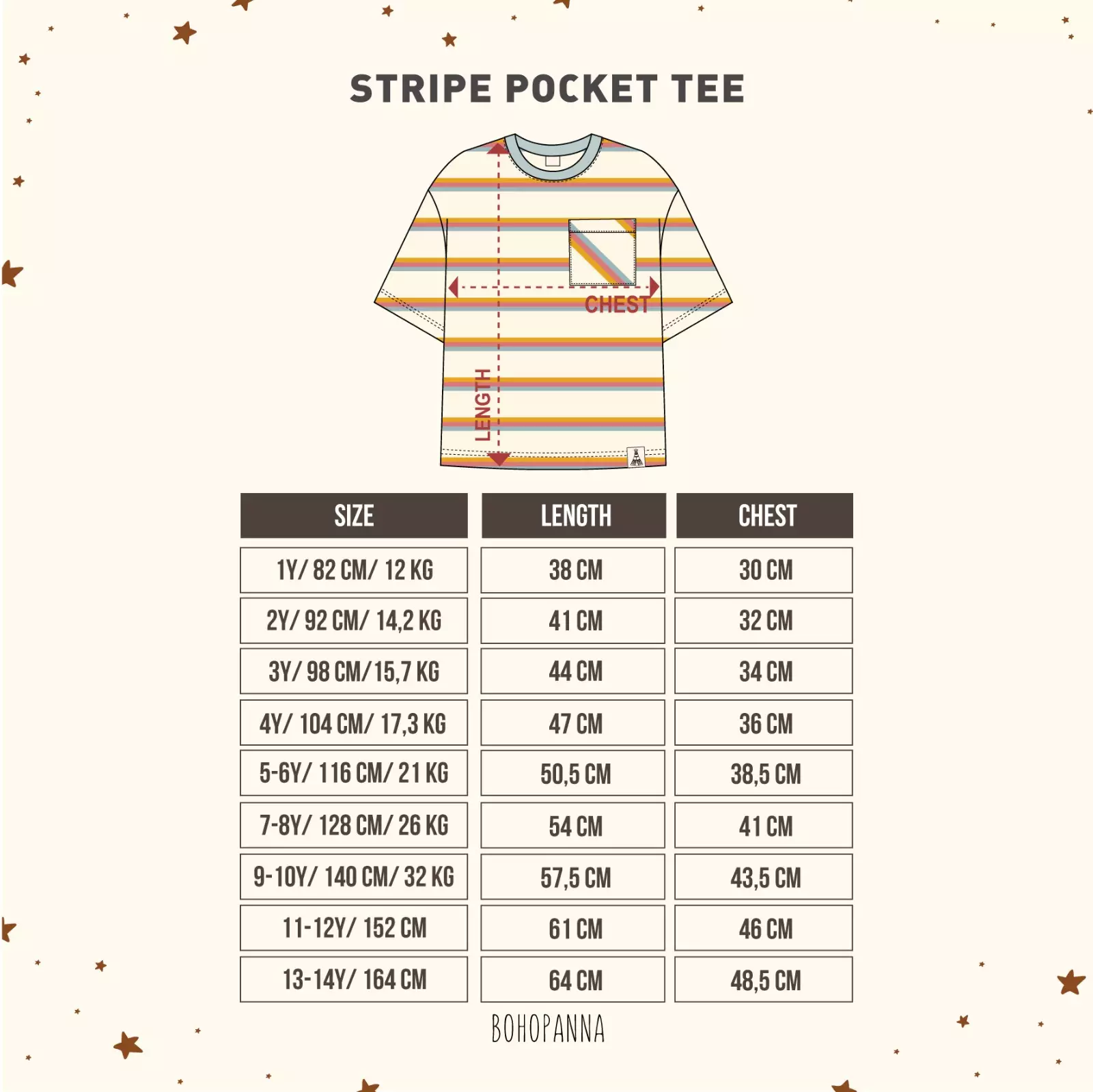 BOHOPANNA - STRIPE POCKET TEE - KAOS ANAK