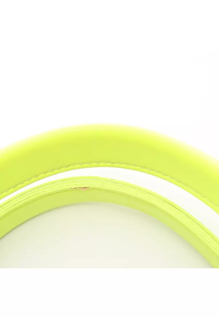 Pre-Loved BALENCIAGA NAVY CABAS S navy hippopotamus Handbag tote bag canvas leather ivory yellow Neon color