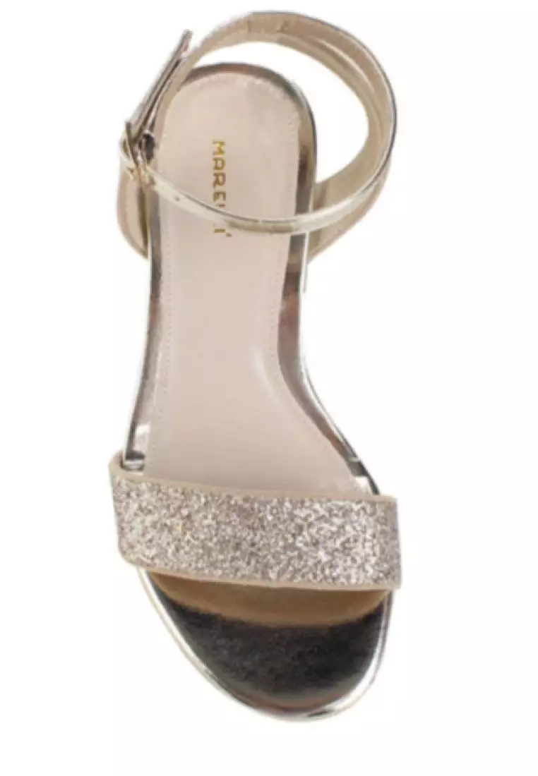 Adele Sandal Wanita Ankle Strap Block Heel 6,5 cm - Gold