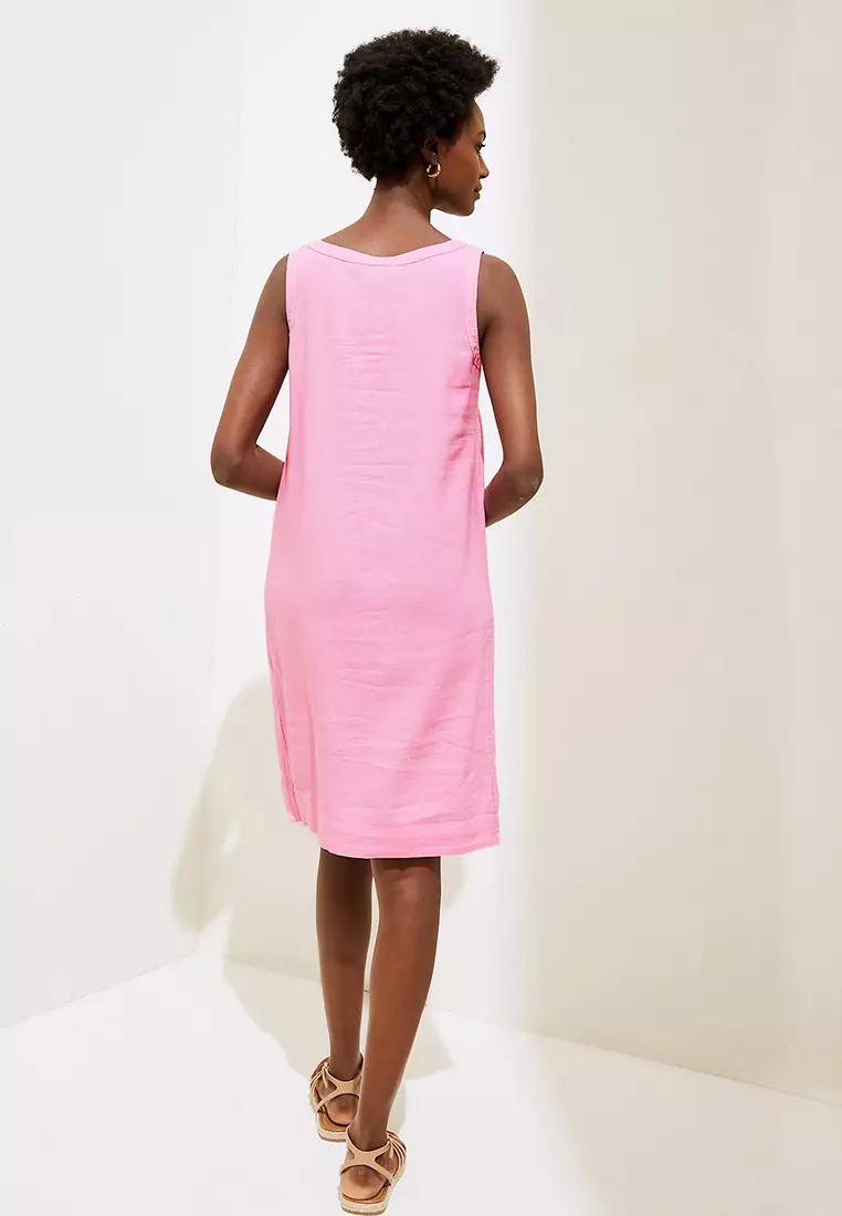 Linen Rich Sleeveless Shift Dress