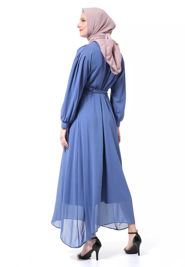 Alika Gamis Dress Long Sleeve Wanita Muslimah High Quality Premium - Blue